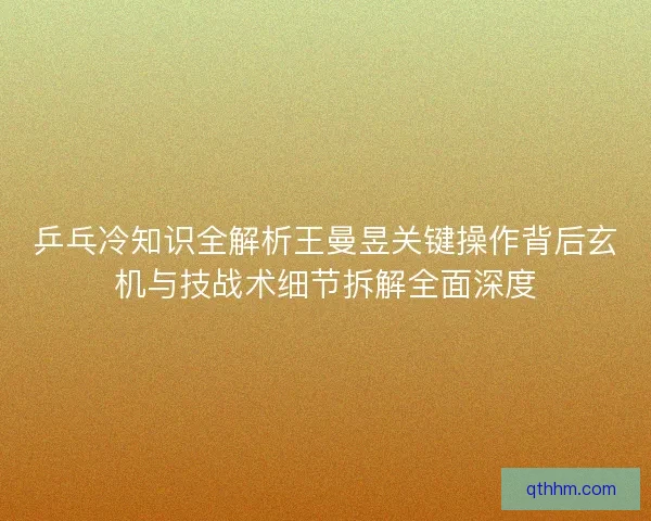乒乓冷知识全解析王曼昱关键操作背后玄机与技战术细节拆解全面深度